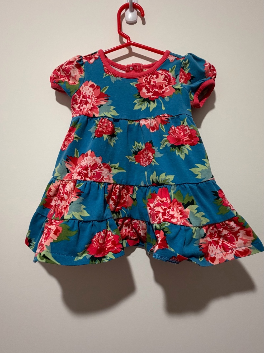Matilda Jane Teal Dress with Coral Floral Print Size 6-12m